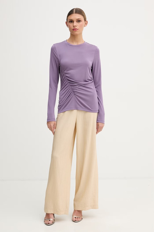 Sisley longsleeve damski 3YFAL108Q fioletowy SS26