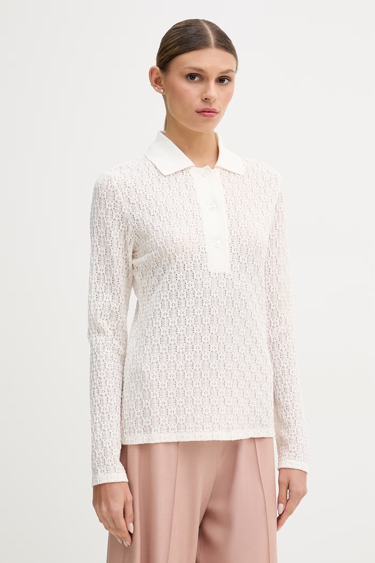 Sisley longsleeve damski beżowy 51KHLQ0AF