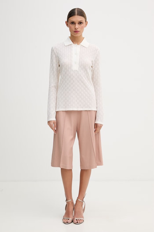 Sisley longsleeve damski 51KHLQ0AF beżowy SS26