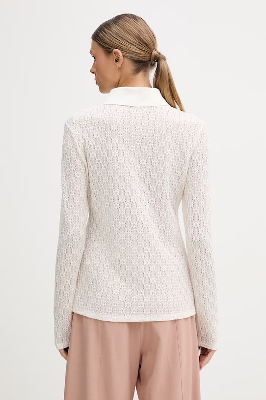 Odzież Sisley longsleeve damski 51KHLQ0AF beżowy