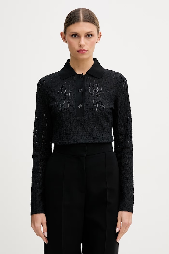 Sisley tričko s dlhým rukávom dámske čierna 51KHLQ0AF