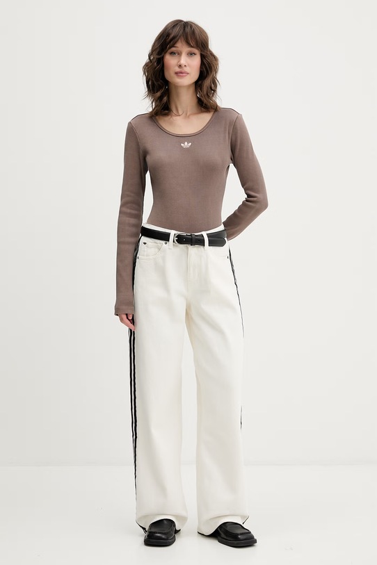 adidas Originals body damskie z bawełną KE1122 beżowy SS26