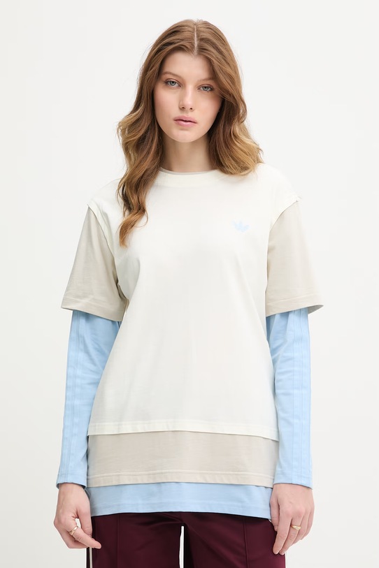 adidas Originals longsleeve damski bawełniany beżowy KV1179