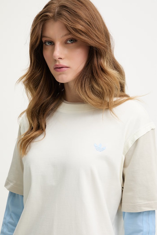 adidas Originals longsleeve damski bawełniany beżowy KV1179