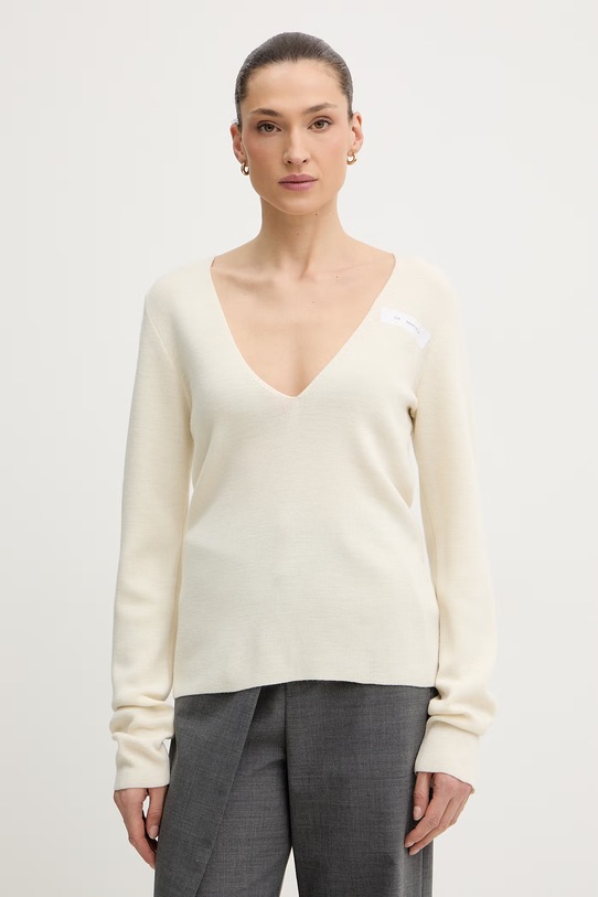 MM6 Maison Margiela sweter z dodatkiem wełny szpic beżowy S52HN0014.M13211.102