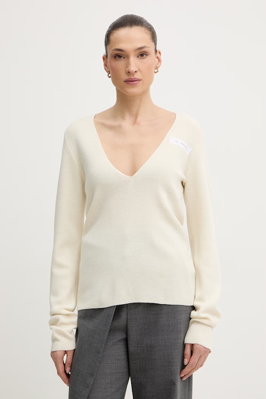 MM6 Maison Margiela sweter z dodatkiem wełny szpic beżowy S52HN0014.M13211.102