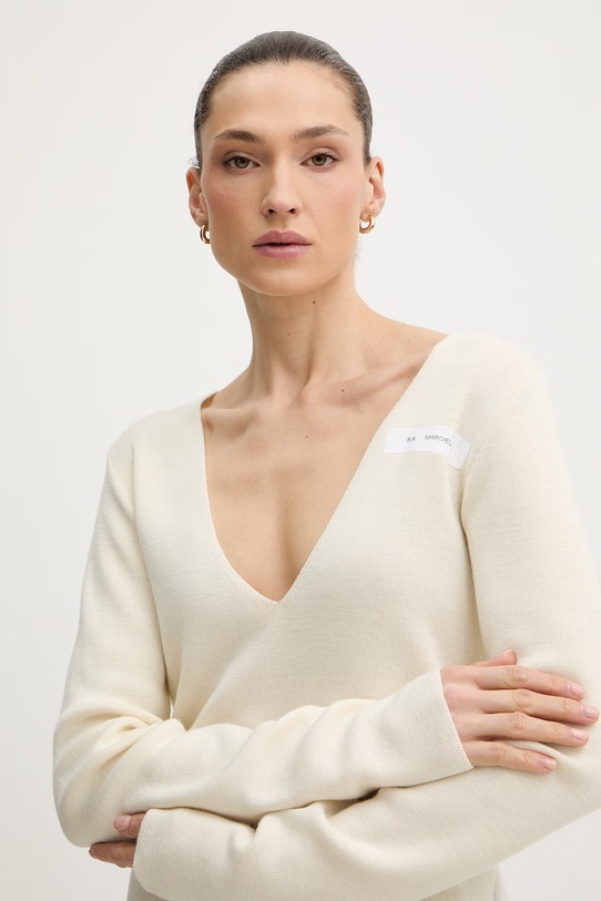 MM6 Maison Margiela sweter z dodatkiem wełny beżowy S52HN0014.M13211.102