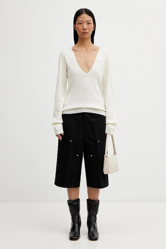 Svetr s příměsí vlny MM6 Maison Margiela S52HN0014.M13211.102 béžová