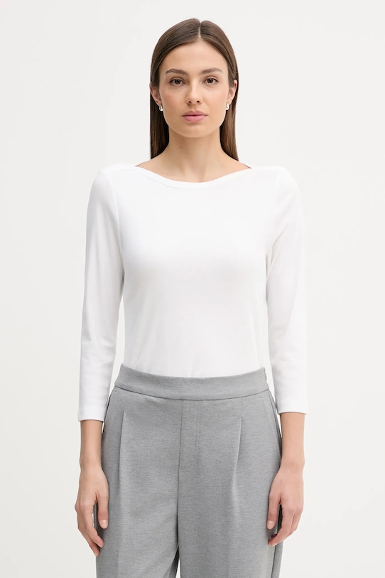 United Colors of Benetton longsleeve bawełniany bawełna biały 3GA8D10C4