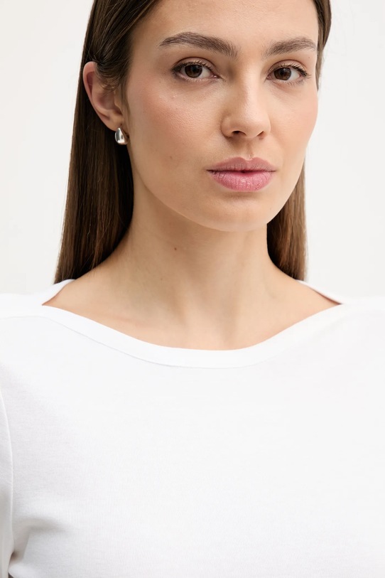 United Colors of Benetton longsleeve bawełniany biały 3GA8D10C4