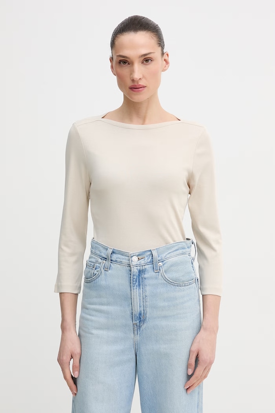 United Colors of Benetton longsleeve bawełniany bawełna beżowy 3GA8D10C4