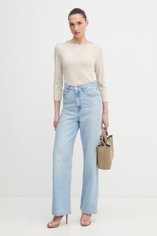 United Colors of Benetton longsleeve bawełniany 3GA8D10C4 beżowy SS26