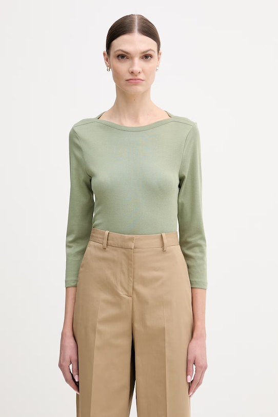 United Colors of Benetton longsleeve bawełniany bawełna zielony 3GA8D10C4