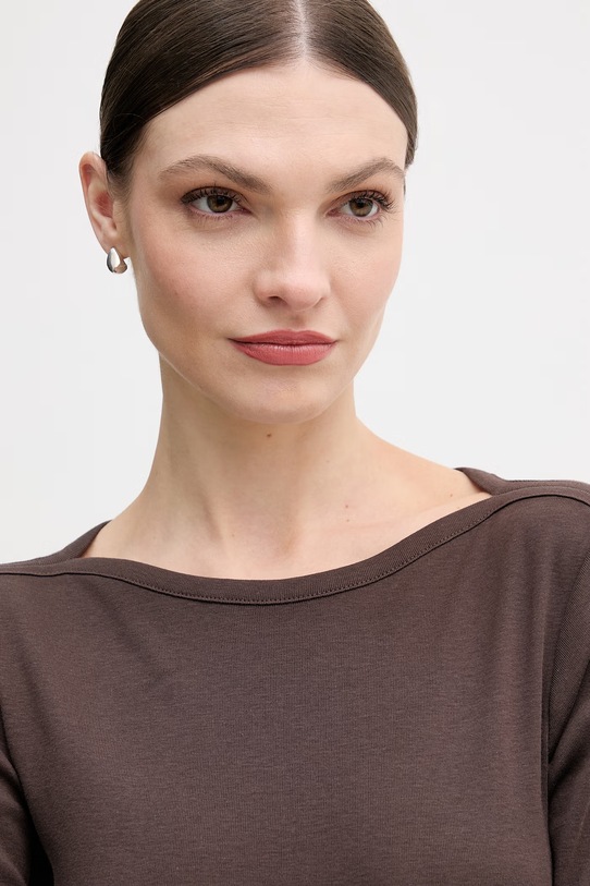 United Colors of Benetton longsleeve bawełniany brązowy 3GA8D10C4