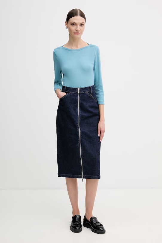 Bavlněné tričko s dlouhým rukávem United Colors of Benetton 3GA8D10C4 modrá SS26