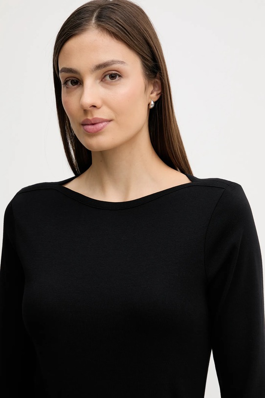 United Colors of Benetton longsleeve bawełniany czarny 3GA8D10C4