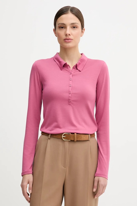 United Colors of Benetton longsleeve z elastanem różowy 3TVRD3017