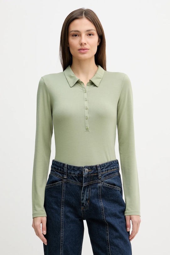 United Colors of Benetton longsleeve z elastanem zielony 3TVRD3017