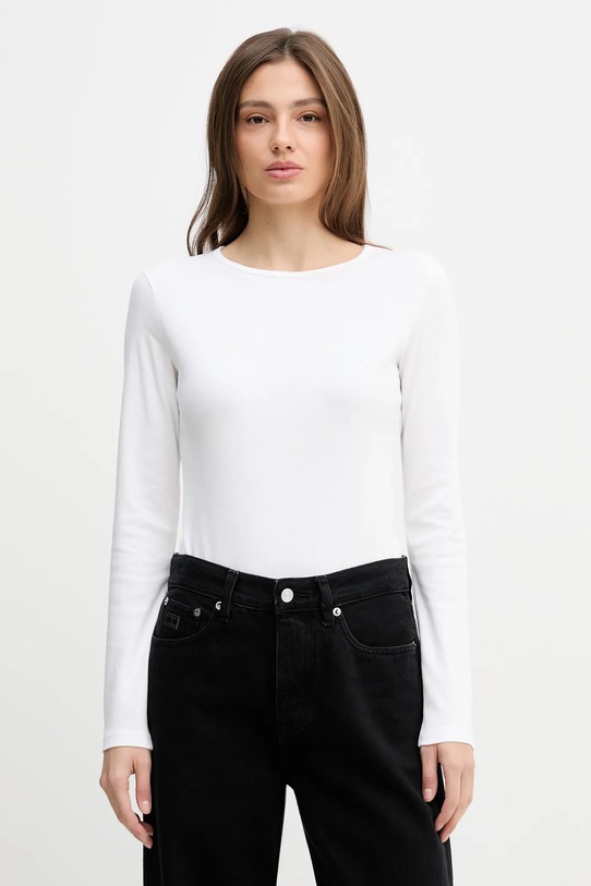 United Colors of Benetton longsleeve bawełniany bawełna biały 3GA8D10CF