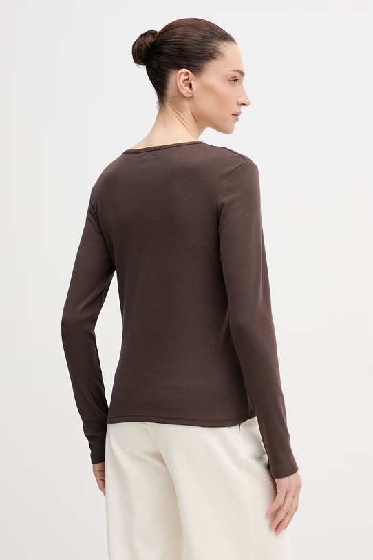 Дрехи Памучна блуза с дълги ръкави United Colors of Benetton 3GA8D10CF кафяв