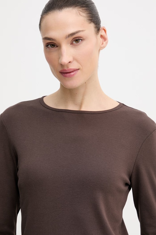 Памучна блуза с дълги ръкави United Colors of Benetton кафяв 3GA8D10CF