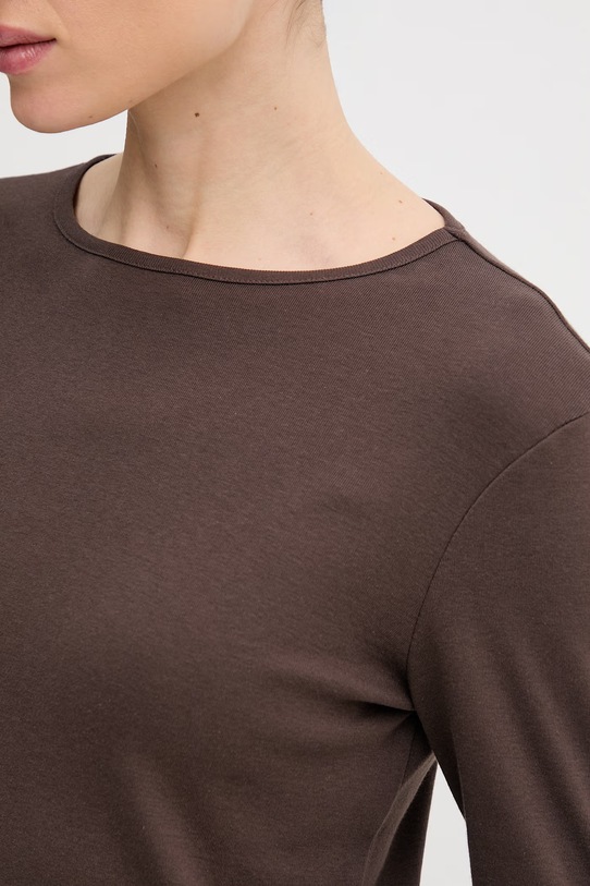 Памучна блуза с дълги ръкави United Colors of Benetton 3GA8D10CF кафяв