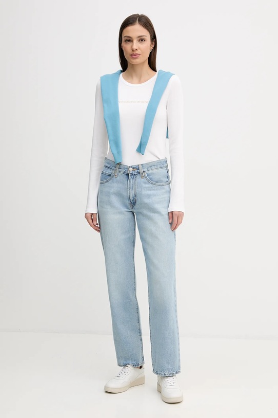 United Colors of Benetton longsleeve bawełniany 3GA8E16G0 biały SS26