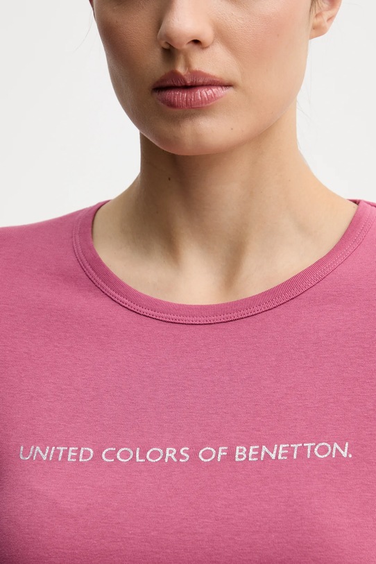 United Colors of Benetton longsleeve bawełniany 3GA8E16G0 różowy