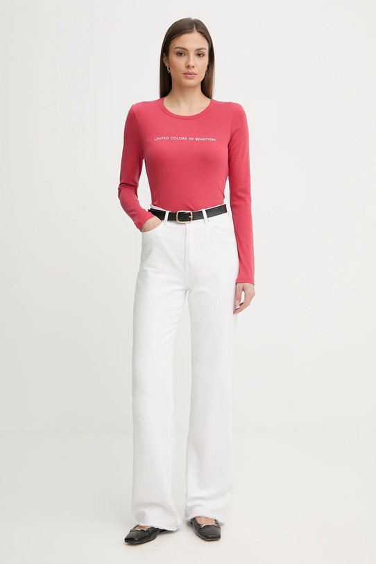 United Colors of Benetton longsleeve bawełniany 3GA8E16G0 czerwony SS26