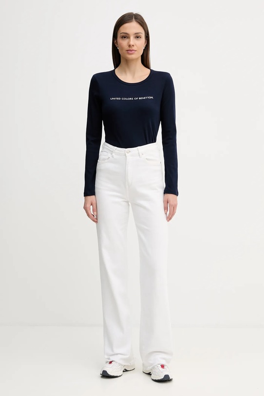 United Colors of Benetton longsleeve bawełniany 3GA8E16G0 granatowy SS26