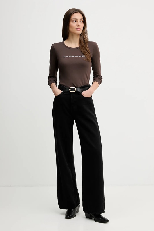 United Colors of Benetton longsleeve bawełniany 3GA8E16G0 brązowy SS26