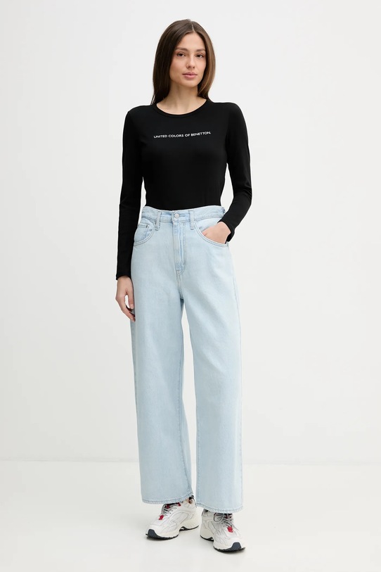 United Colors of Benetton longsleeve bawełniany 3GA8E16G0 czarny SS26