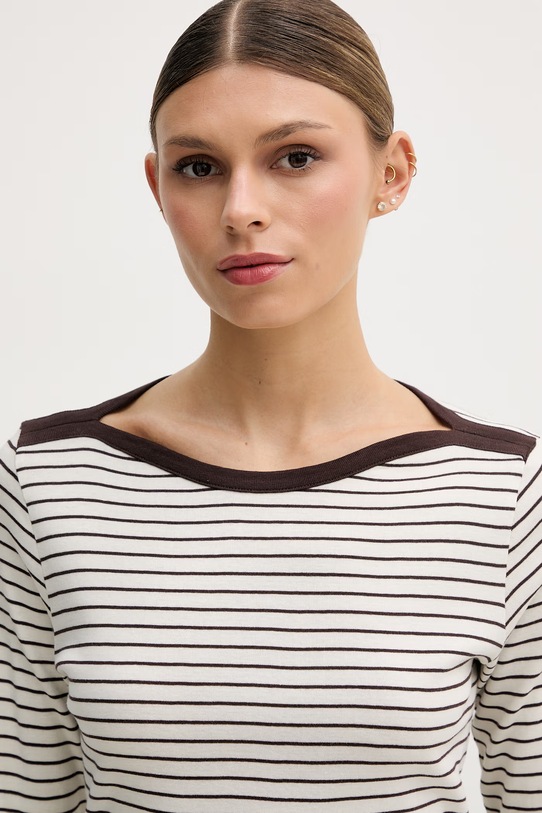 United Colors of Benetton majica dugih rukava za žene od pamuka bež 339PD10C4