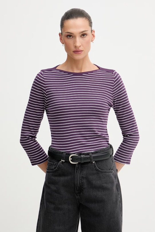United Colors of Benetton лонгслив для женщин из хлопка фиолетовой 339PD10C4
