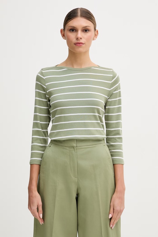 United Colors of Benetton majica dugih rukava za žene od pamuka zelena 339PD10C4