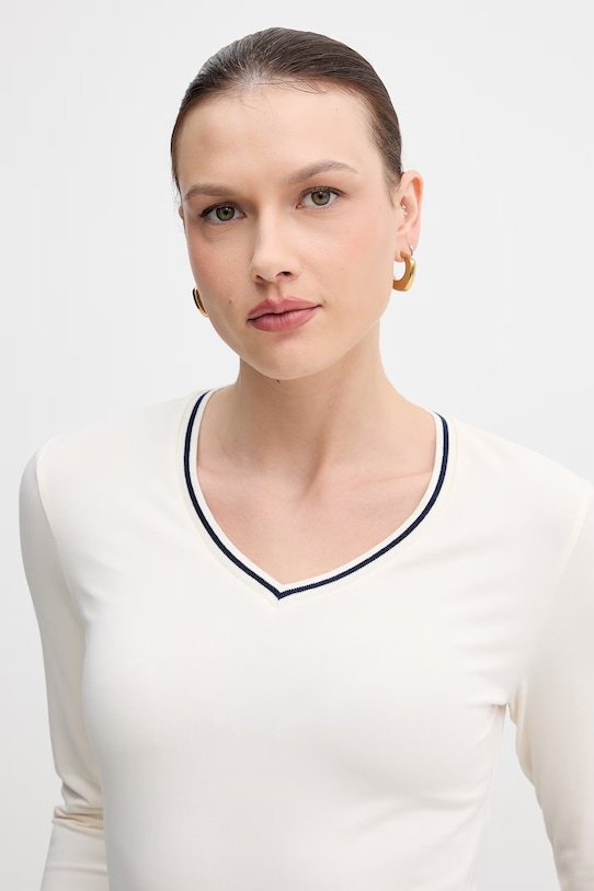 United Colors of Benetton longsleeve damski z bawełną beżowy 3ECMD4026