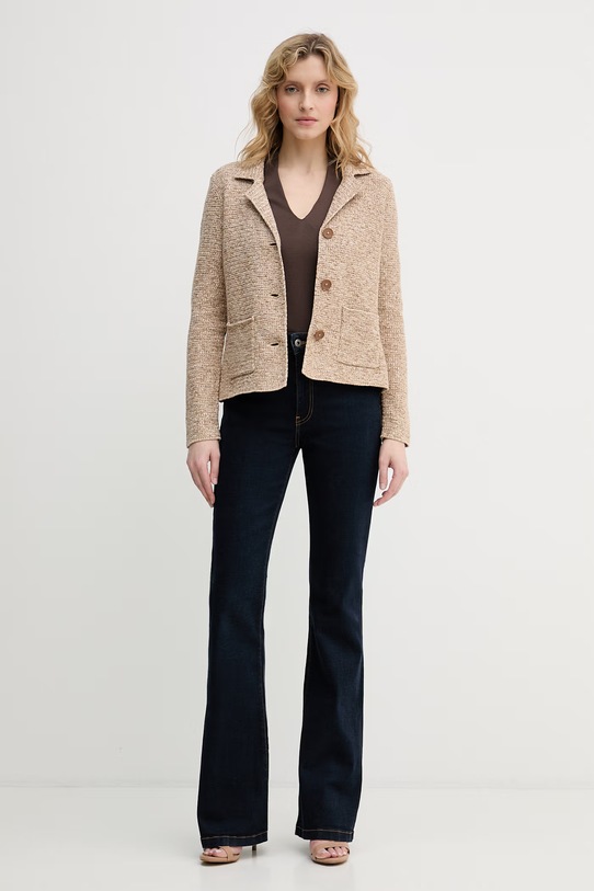 United Colors of Benetton tričko ženské bavlněné 3GA8D400U hnědá SS26