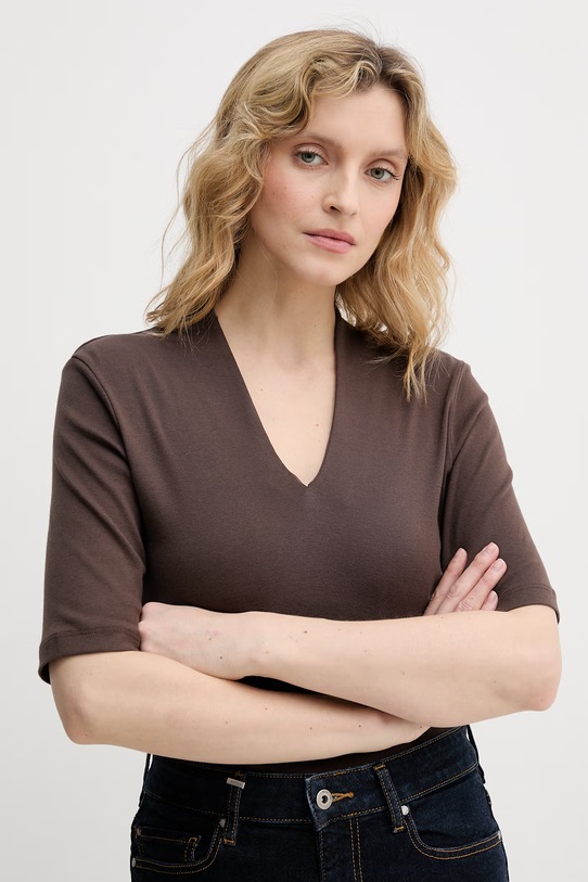 United Colors of Benetton tričko ženské bavlněné hnědá 3GA8D400U