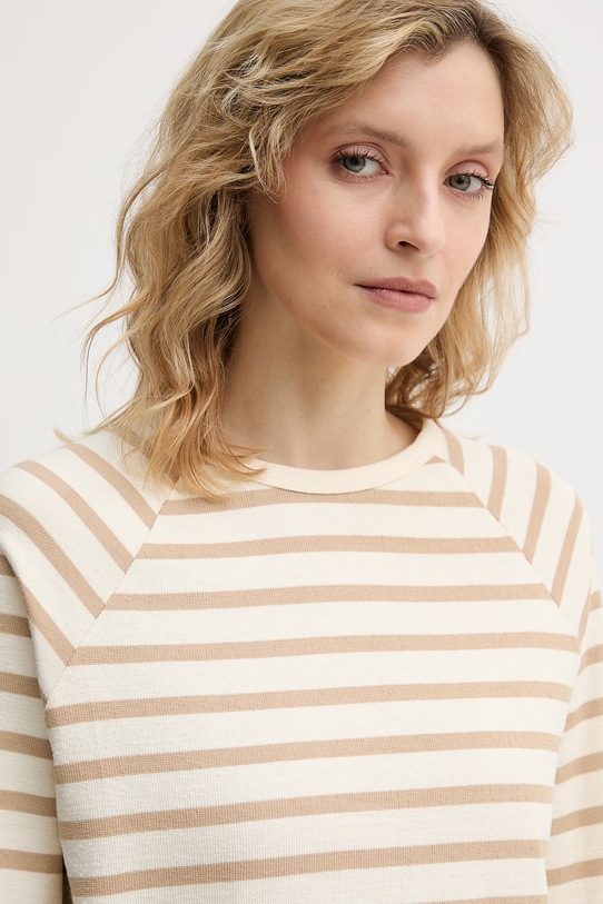 United Colors of Benetton longsleeve damski bawełniany beżowy 3PNUD10C5