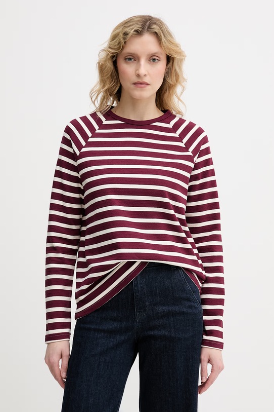 United Colors of Benetton longsleeve damski bawełniany bordowy 3PNUD10C5