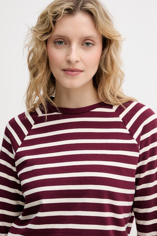 United Colors of Benetton longsleeve damski bawełniany bordowy 3PNUD10C5