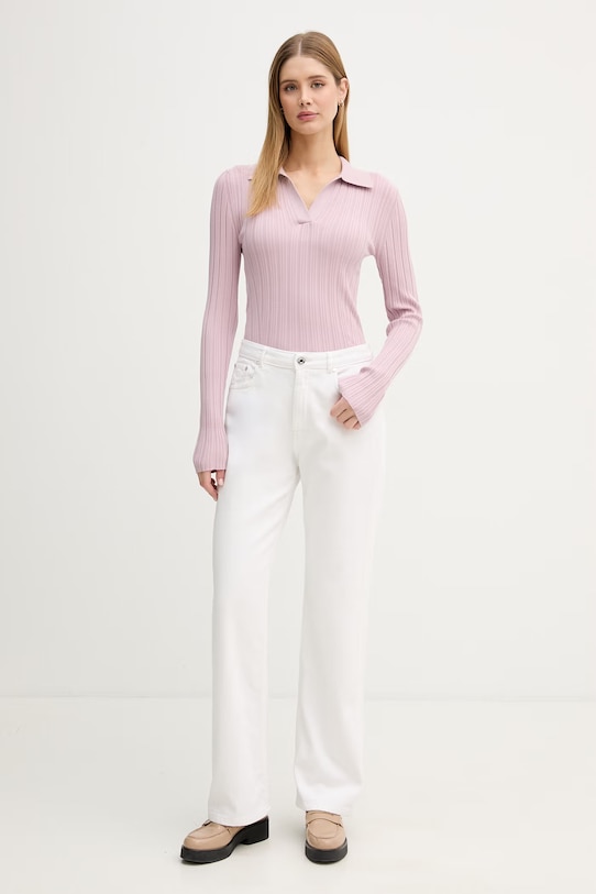 United Colors of Benetton polo damskie z wiskozy 1WZND301K fioletowy SS26