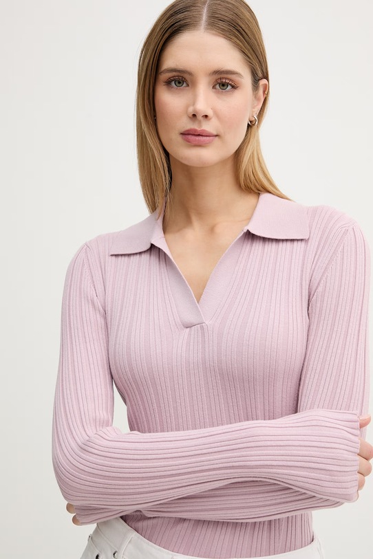 United Colors of Benetton polo damskie z wiskozy fioletowy 1WZND301K