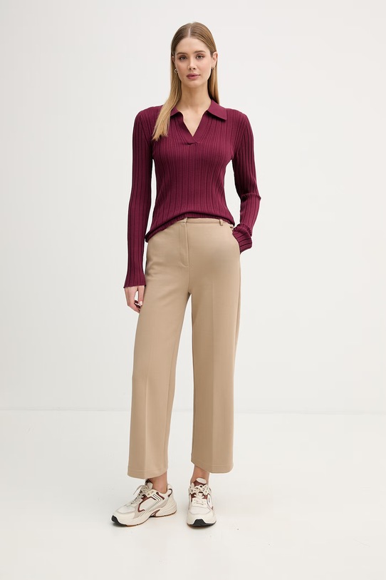 United Colors of Benetton polo damskie z wiskozy 1WZND301K bordowy SS26