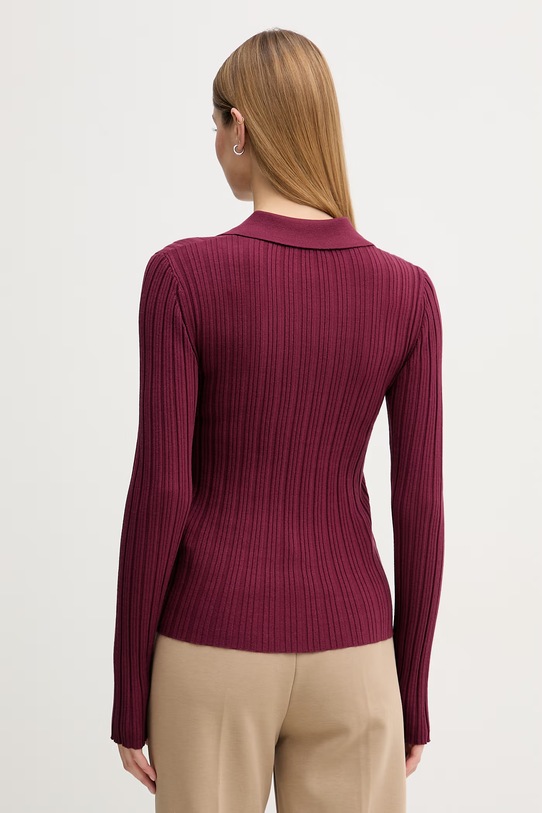 Odzież United Colors of Benetton polo damskie z wiskozy 1WZND301K bordowy