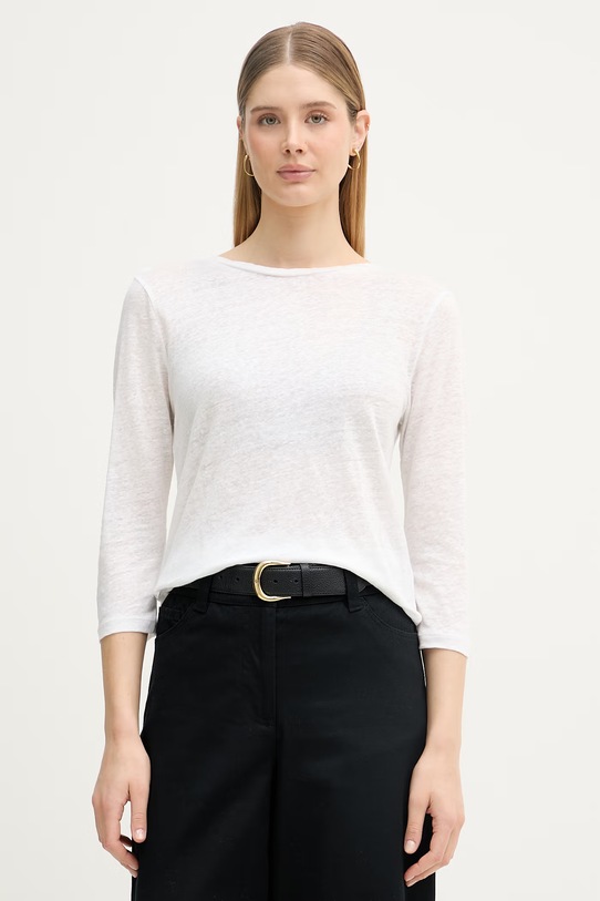 United Colors of Benetton longsleeve de damă din bumbac alb 3TKEE1008