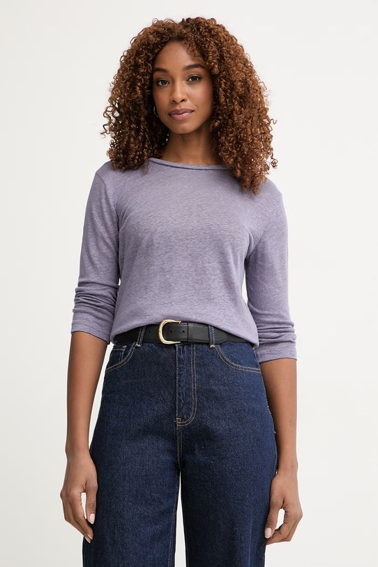 United Colors of Benetton longsleeve damski bawełniany fioletowy 3TKEE1008