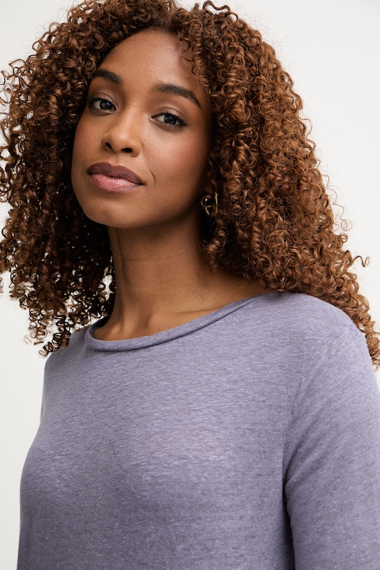 United Colors of Benetton longsleeve damski bawełniany fioletowy 3TKEE1008