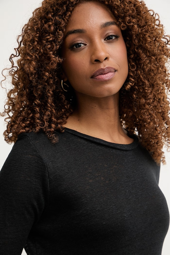 United Colors of Benetton longsleeve damski bawełniany czarny 3TKEE1008