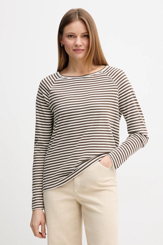 Marc O'Polo longsleeve bawełniany wzorzyste brązowy 5000008121